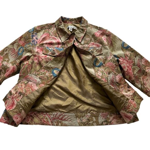 Coldwater Creek Jacket Petite Brown Pink Blue Floral Button Front Size SP - Picture 9 of 12